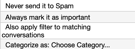Gmail settings menu